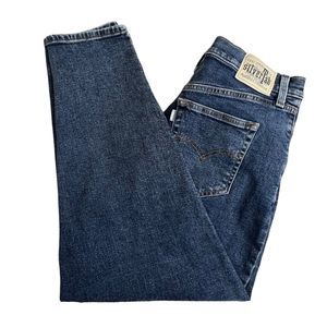 Levis Womens Dark Wash High Rise Silver Tab Crop Mom‎ Jean 31